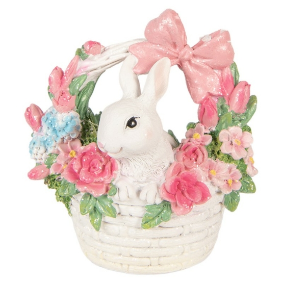 Påskkorg med kanin och blommor