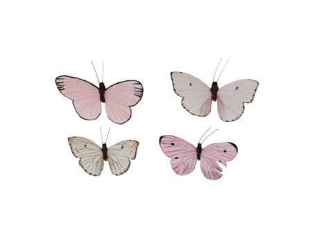 Fjäril clips 4-pack rosa
