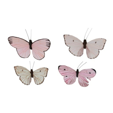 Fjäril clips 4-pack rosa
