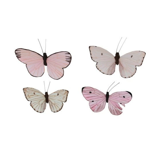 Fjäril clips 4-pack rosa