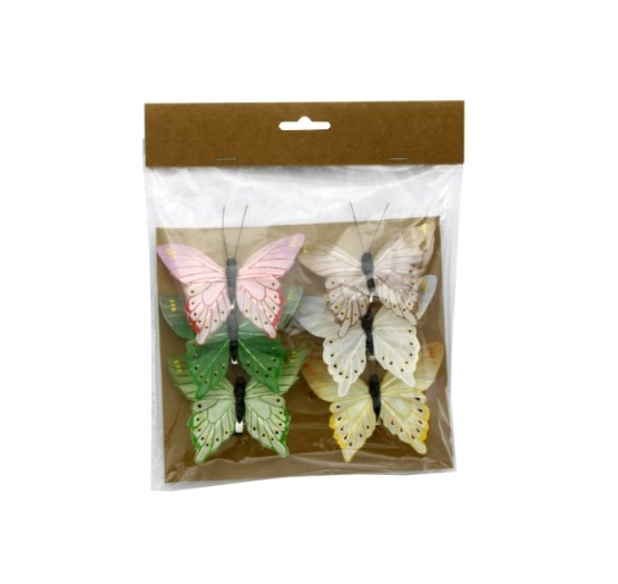 Fjäril clips 6-pack flerfärgade