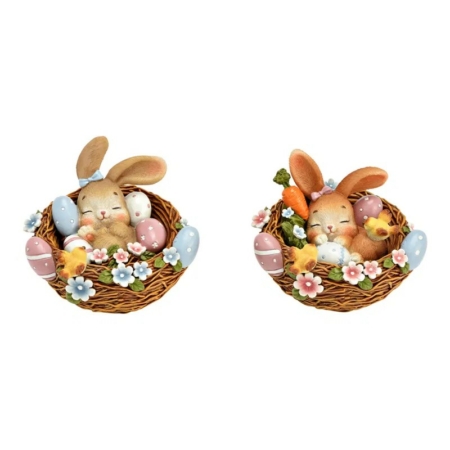 Sovande påskhare i korg