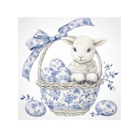 Servett lamm blåvitt