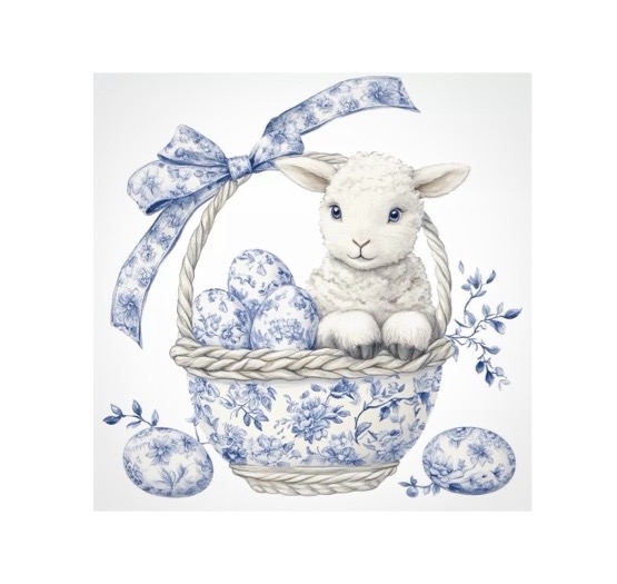 Servett lamm blåvitt