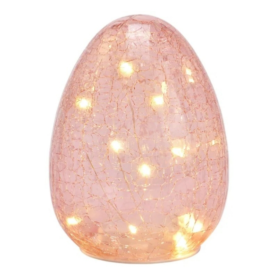 Rosa glasägg med LED-belysning