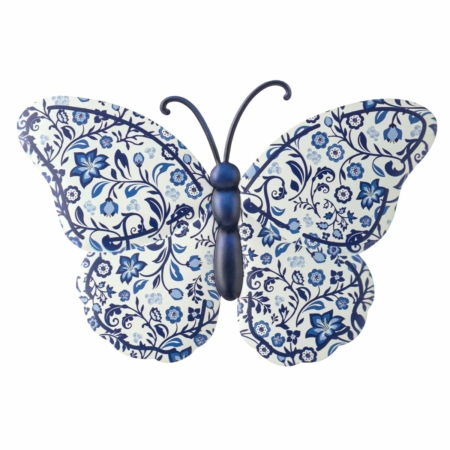 Metallskylt fjäril blåvitt chinoiserie