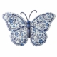 Metallskylt fjäril blåvitt chinoiserie