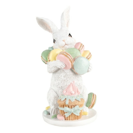 Kanin med macarons och cupcake