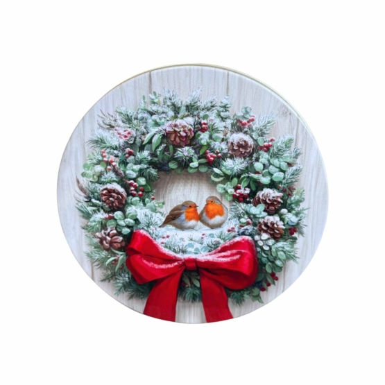 Plåtburk rund med rödhakar